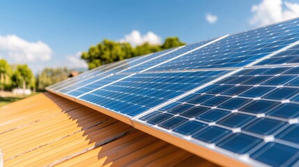 Solar panels on residential roof clean energy solution