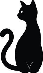 Obraz premium black silhouette of a sitting cat with heart tail .eps