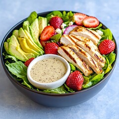 Summer strawberry avocado chicken salad with creamy dressing