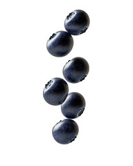 Fresh Blueberries Falling, Isolated on Transparent PNG, High-Resolution Image