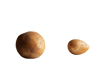 Two Raw Potatoes Isolated on Transparent PNG, Studio Shot