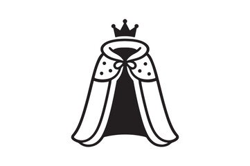 King’s robe outline silhouette vector art illustration on white background