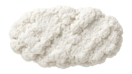 Caseous necrotic tissue resembling cheese-like consistency with white, friable texture