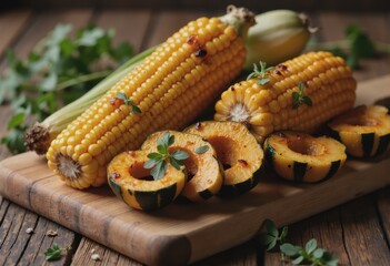 Roasted corn and squash prepared for Andean New Year celebration