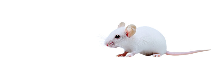 Adorable White Mouse, Isolated on Transparent PNG, Studio Shot