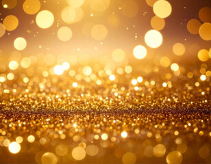 Fundo de glitter dourado com algumas partes em bokeh.