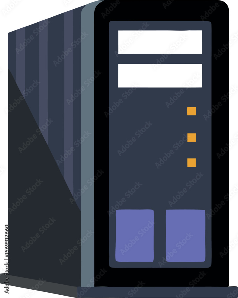 Poster modern computer cpu tower vector art for web icons
