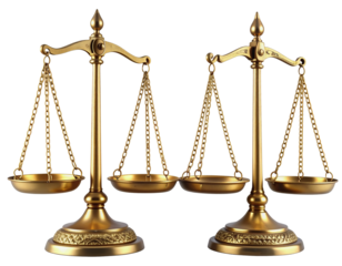  Antique Brass Scales of Justice with Ornate Base and Chain Detail – PNG Transparent.