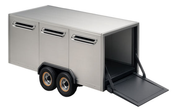 Enclosed car carrier with hydraulic lift gate and ventilation slots