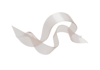 An undulating beige ribbon floats against a stark black background