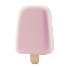 3D pink popsicle with rounded top and smooth surface, short chubby pastel ice cream treat isolated on transparent background