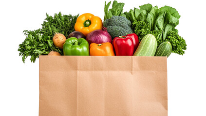 Fresh Organic Vegetables in Paper Bag, Isolated on Transparent PNG