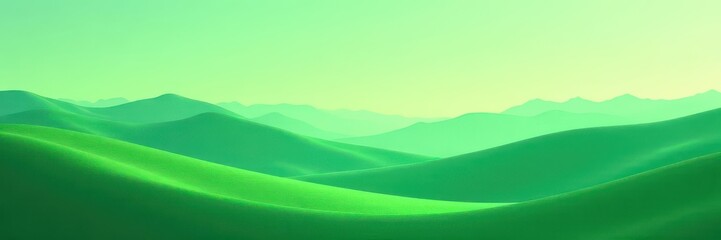 Obraz premium Subtle green gradients form hills, minimalist sky , organic, gradient