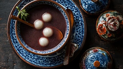 Traditional Sweet Asian Dessert Soup Recipe with Glutinous Rice Balls