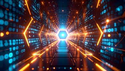 Futuristic digital tunnel