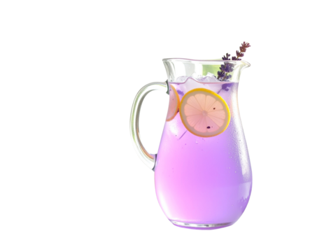 Refreshing Lavender Lemonade in Glass Pitcher on Marble, Sunlit Kitchen Scene