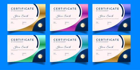 Luxury Golden Elegant Certificate of Achievement Bundle – Modern Professional Award Templates for Success & Recognitio

