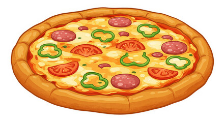 Colorful pizza illustration graphic design