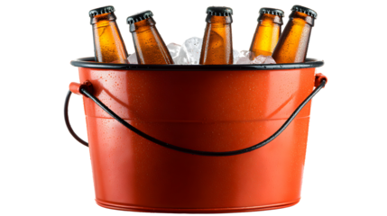 A bucket full of beer with ice