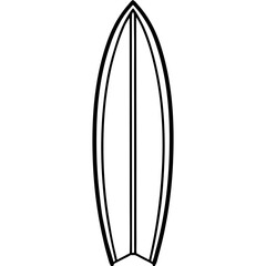 Surfboard standing upright line art vector illustration 