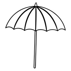 Beach umbrella line art vector illustration 