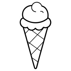 Single ice cream cone line art vector illustration 