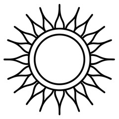 Summer sun icon line art vector illustration 