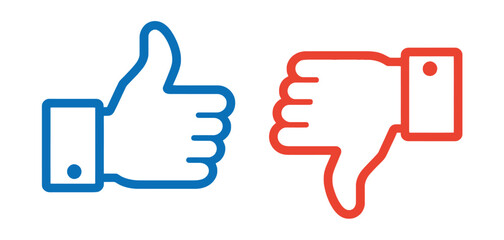 Blue thumbs up and red thumbs down icons like dislike
