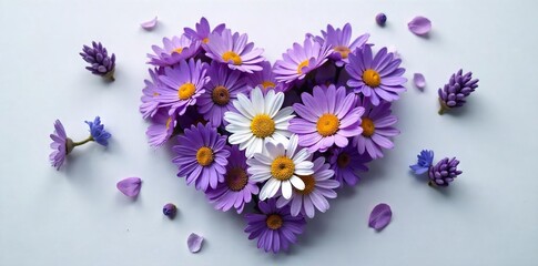 Serene Heart-Shaped Lavender and Chamomile Flower Arrangement Peaceful Relaxation and Wellness