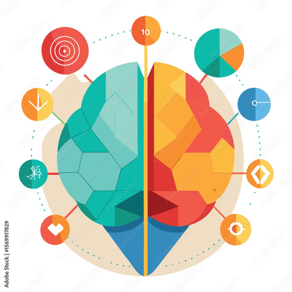 Poster abstract brain concept representing ideas insights knowledge and strategy in data analysis
