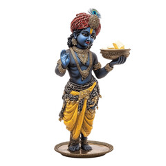 Young Lord Krishna stealing butter isolated on a transparent background