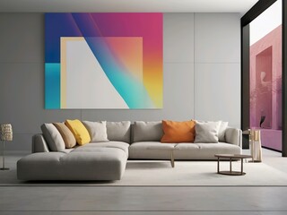Modern Living Room with Abstract Art and Cozy Sofa