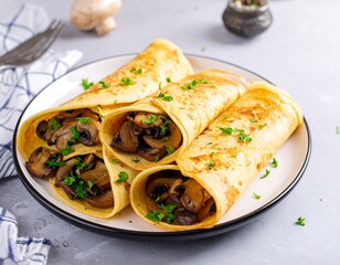 Delicious mushroom crepes