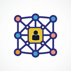 Neural Network Lock Icon – AI Cybersecurity Technology, icon , Vector Illustration