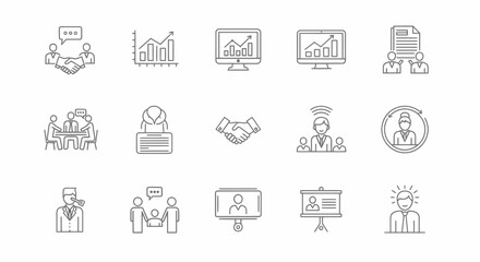 Streamlined Business Collaboration A Collection of Professional Line Icons for Presentations, Websites, and Marketing Materials