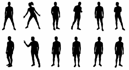 Fototapeta premium Collection of Diverse Human Silhouettes Perfect for Design Projects, Presentations, and Illustrations