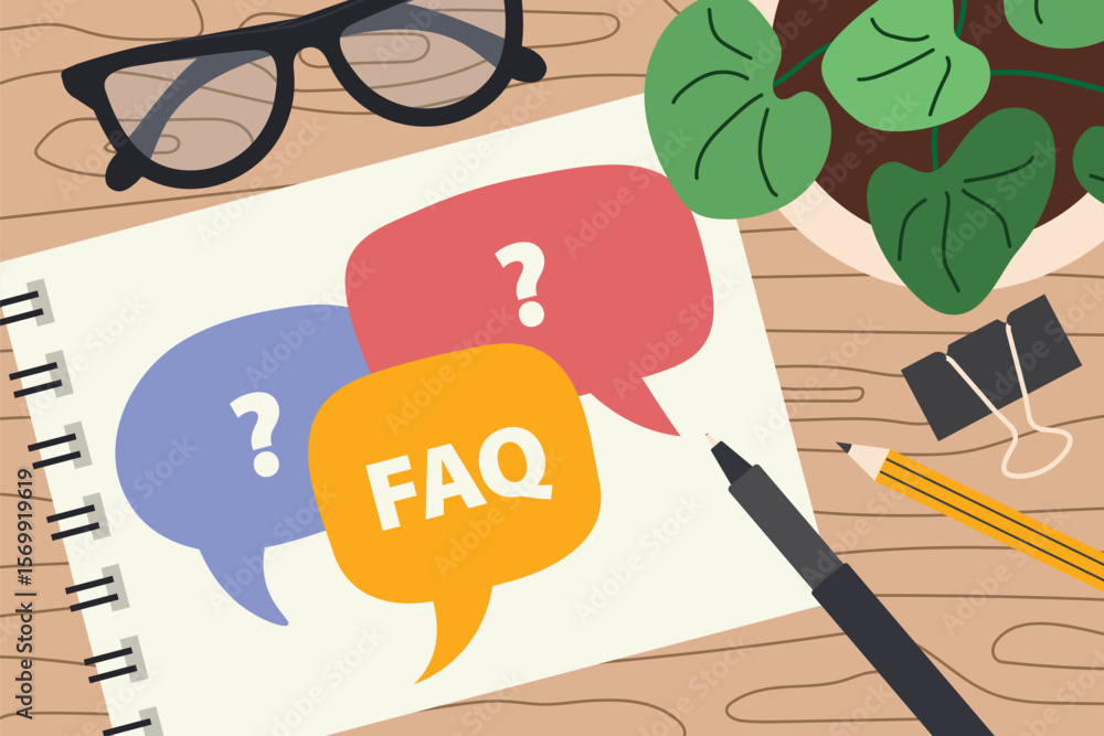 Poster faq concept; ideal for use in help center pages, customer support visuals, and user guide designs- v