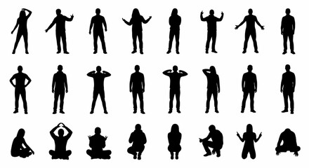 Collection of Diverse Human Silhouettes Poses, Actions, and Activities for Design Projects