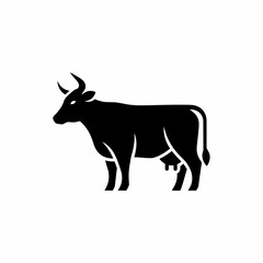 Fototapeta premium Silhouette of a Cow A Simple, Elegant Vector Illustration of a Bovine Animal