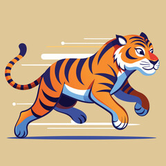 Fototapeta premium Tiger cartoon holding blank sign isolated on white background