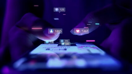 marketing, business, technology, social media, like, media, scrolling, social, social network, application, communication, cyberspace, icon, follow, message, online, background, concept, viral video - Powered by Adobe