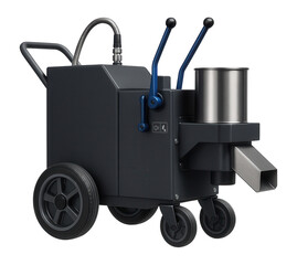 Mobile briquetting press on wheels for easy relocation in a construction site dealing with wood waste