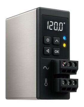 PLC with built-in PID control loops and analog I/O for precise temperature regulation in a food processing plant