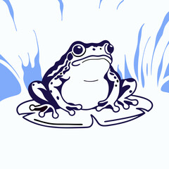 Cute Cartoon Frog Sitting on Lily Pad Illustration