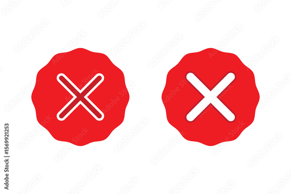 Poster check marks - red cross icon simple - vector .
