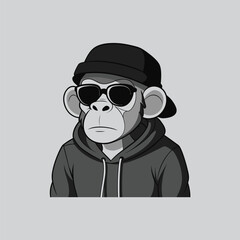 Trendy Chimp Cartoon Illustration Design