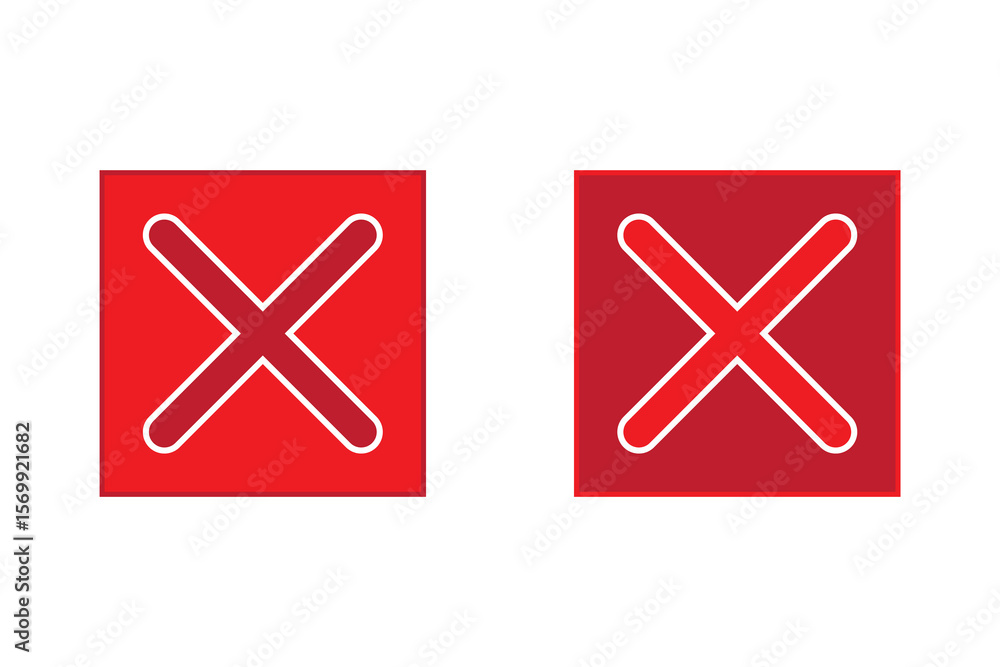 Aufkleber check marks - red cross icon simple - vector .