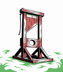 Vintage Illustration of a Guillotine Execution Device