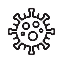 Simple black line art illustration of a virus.