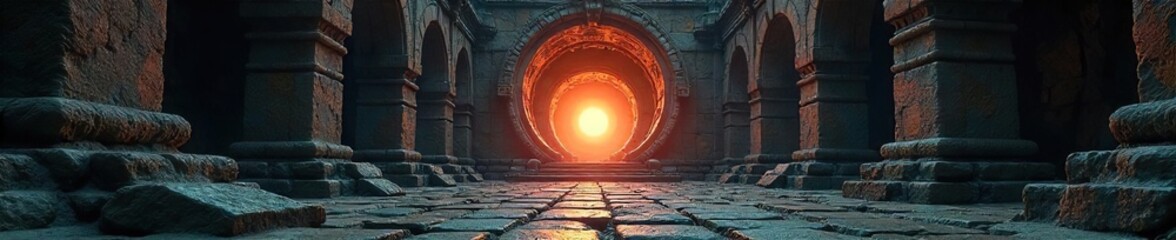 Glowing Orb in Ancient Stone Fortress A Mystical Shrine of Untold Power